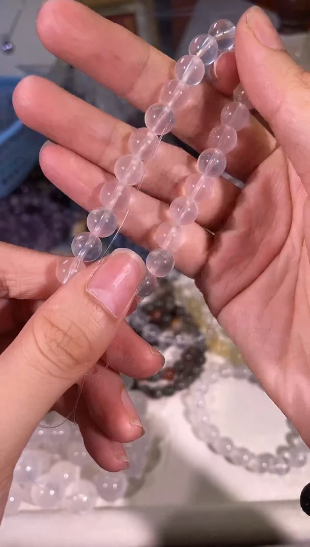 水晶手串未镶嵌R****～132奶白晶7MM