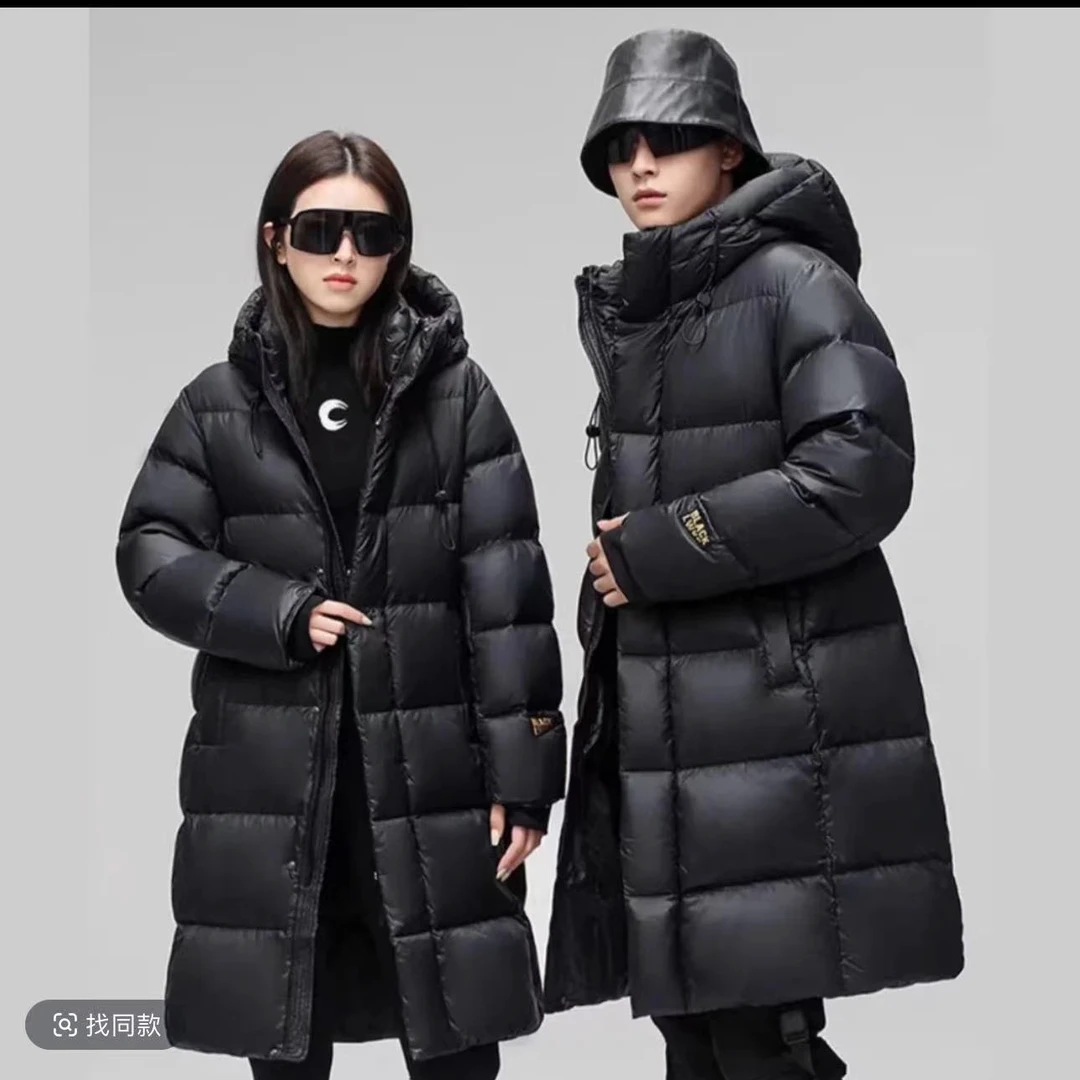 【晟世供应链】男女同款 新黑金鹅绒服长款羽绒服加厚带帽休闲外套