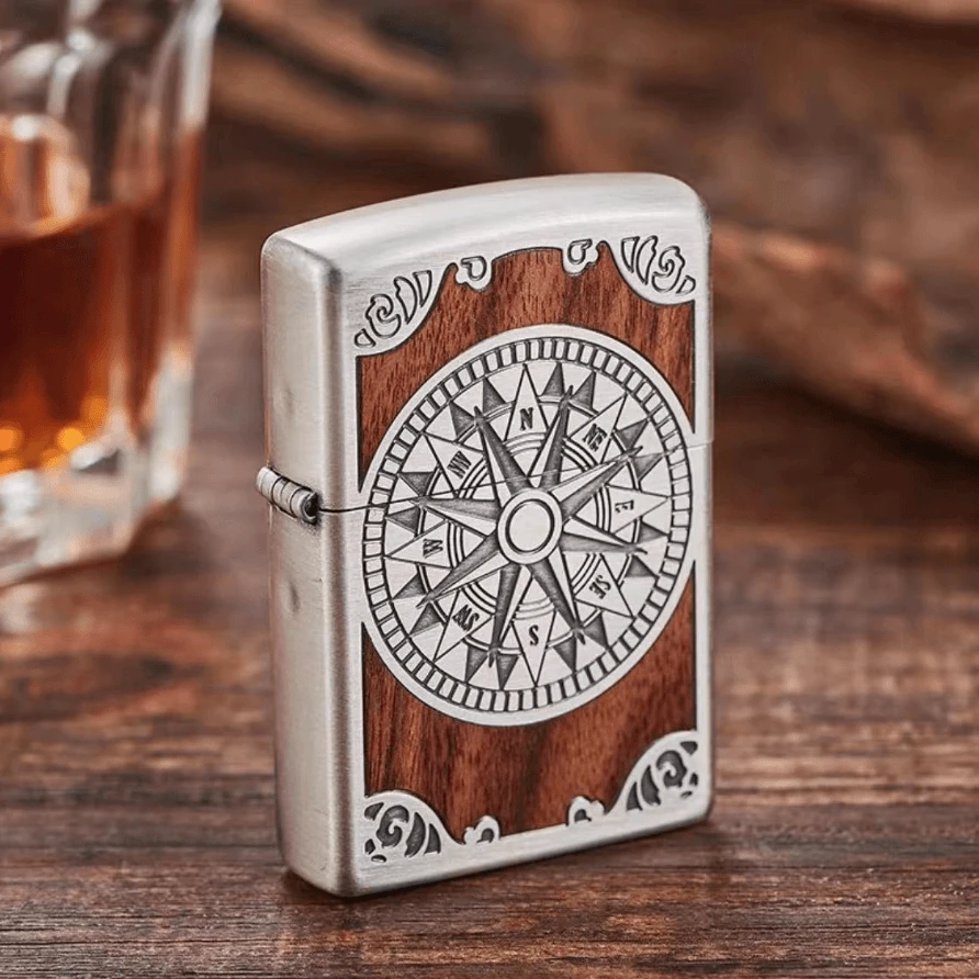 ZIPPO打火机/205-桃木镶嵌罗盘-收藏 复古 个性DY9902GQ【子1】