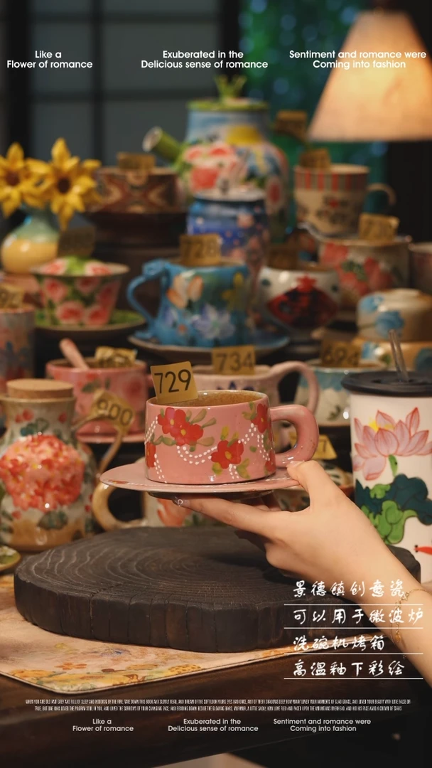 陶瓷729景德镇高温釉下彩绘设计师款式