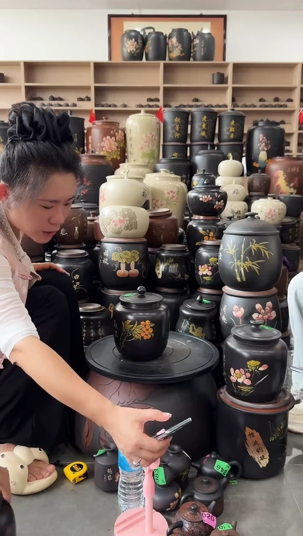 罐瑕疵彩填茶叶罐 854