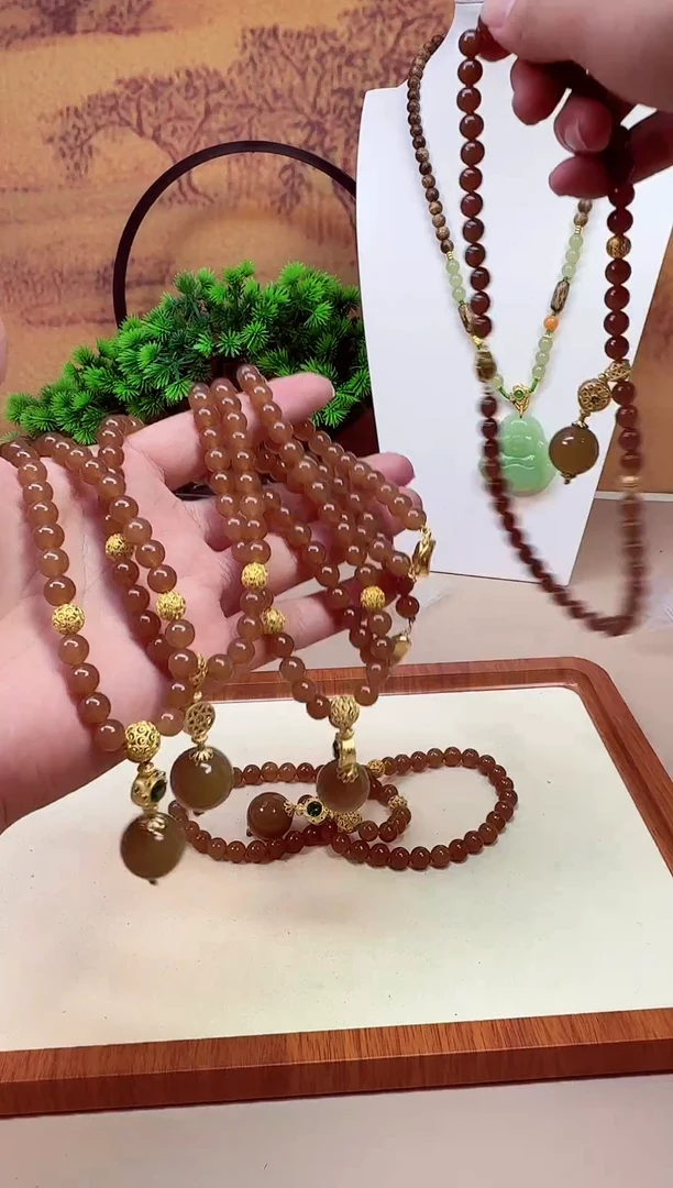 和田玉14K金镶嵌颈饰A826