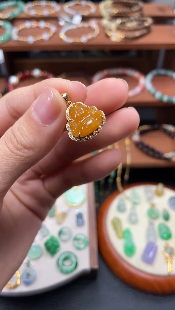 【闪购商品】翡翠吊坠(不含链)18K金镶嵌一个  JK423