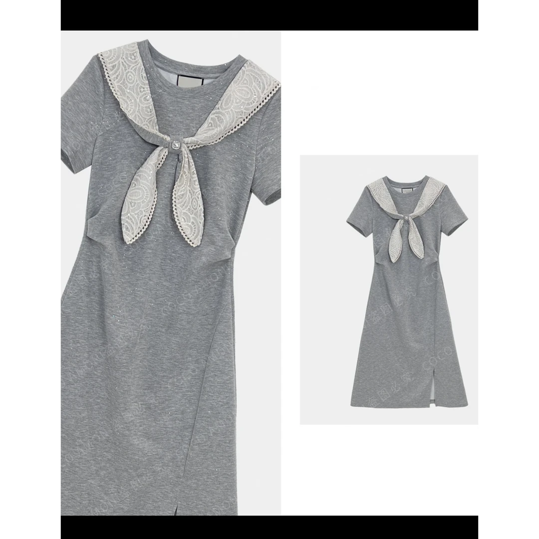 198[裙长103-107]时尚设计感连衣裙2025夏新款遮肉长裙子女中长款