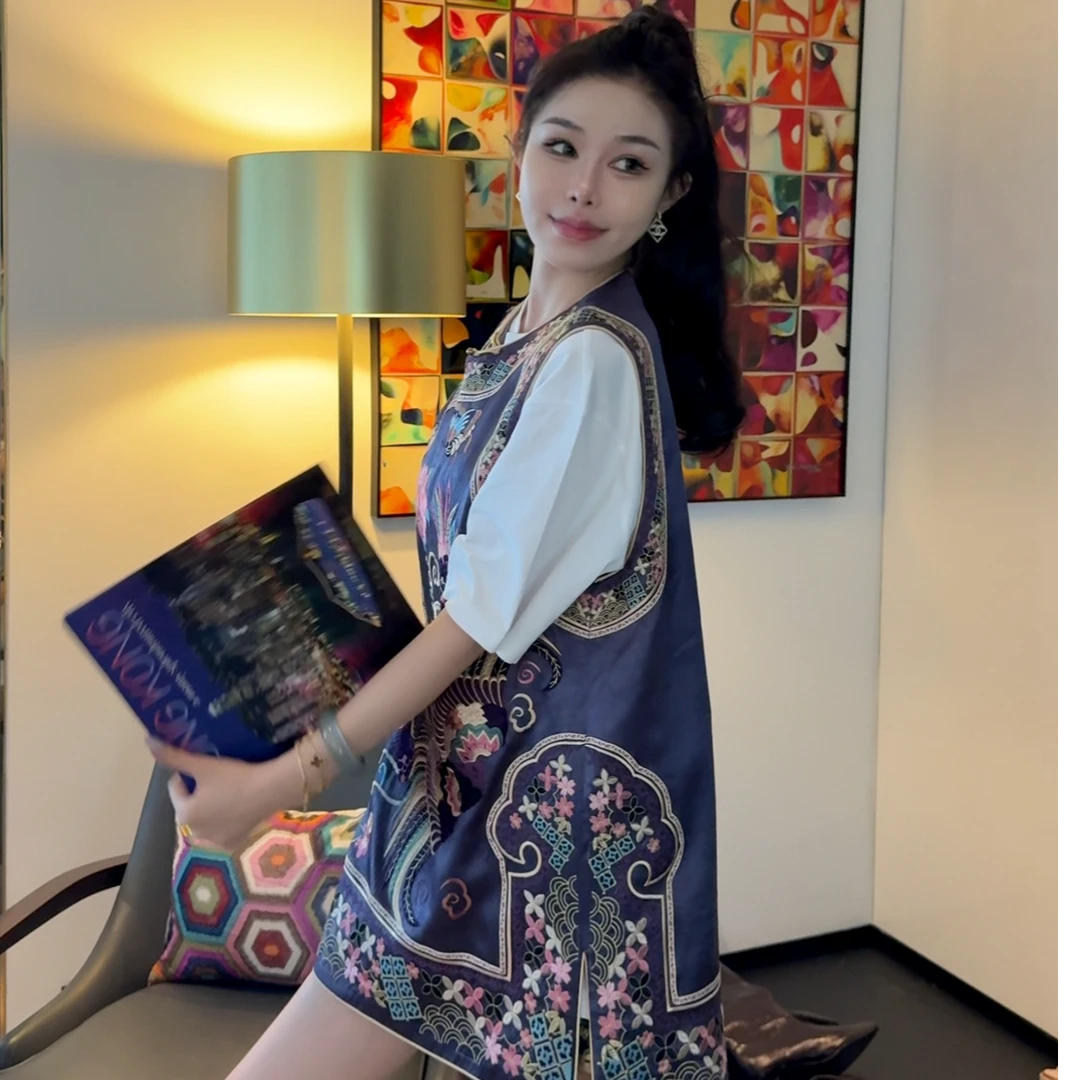 蘇格高定-【凤鸣朝阳】国风刺绣凤凰中长复古百搭富贵马甲上衣