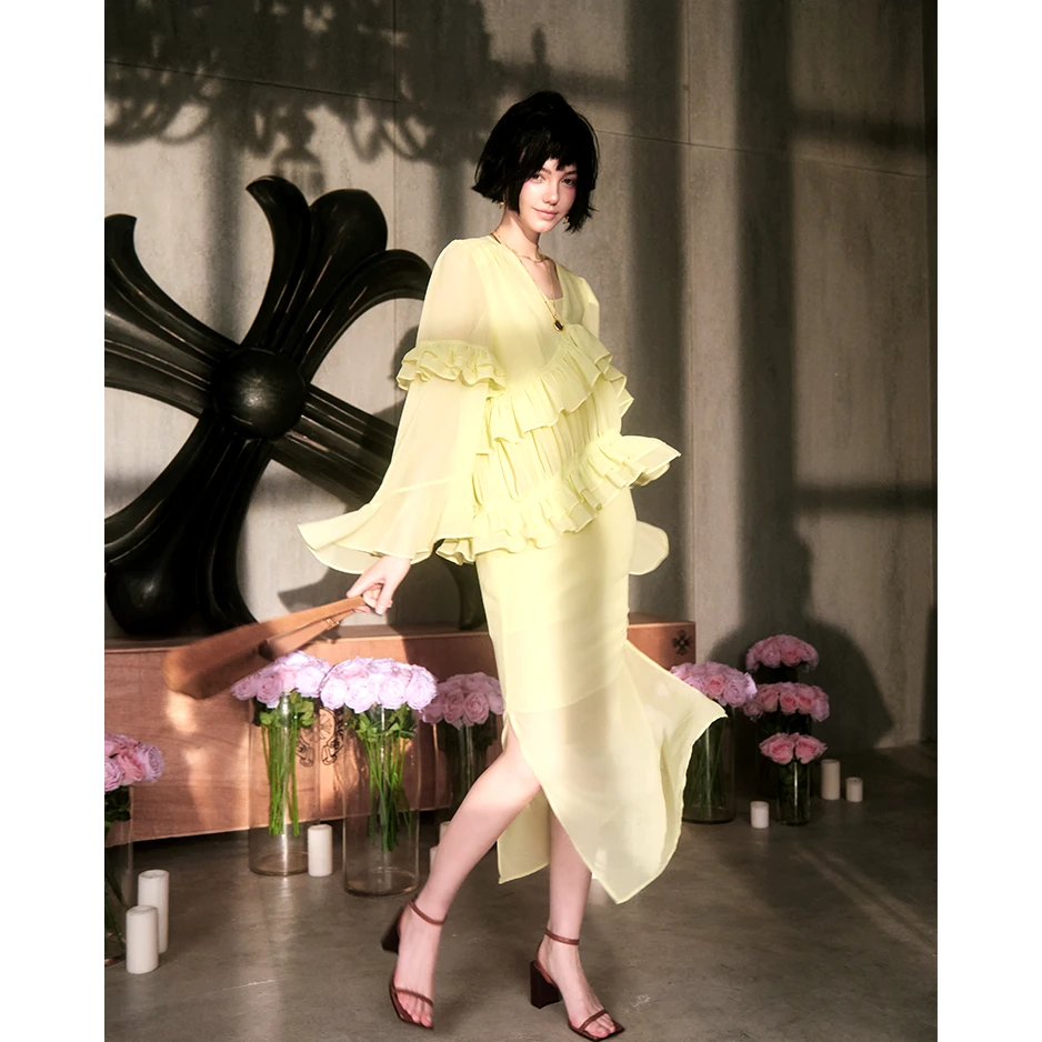 FOREVERCAN鼠尾草绿法式气质名媛连衣裙 SD18525