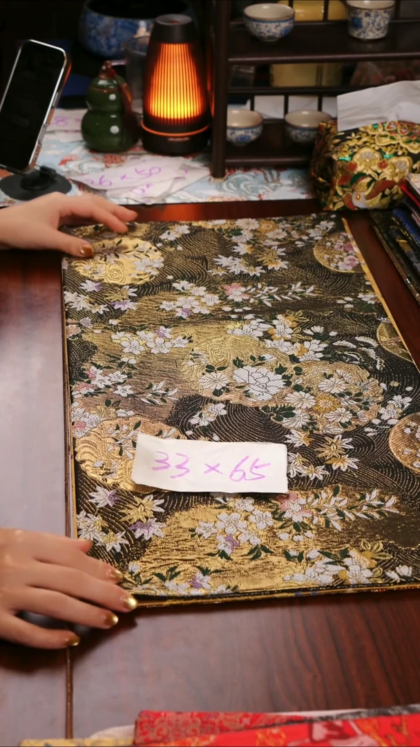 【西阵织繁华团双面】中国风干泡织锦茶席33*65