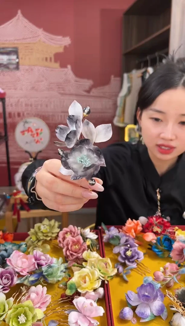 【闪购商品】刺绣非遗绒花（发饰）
