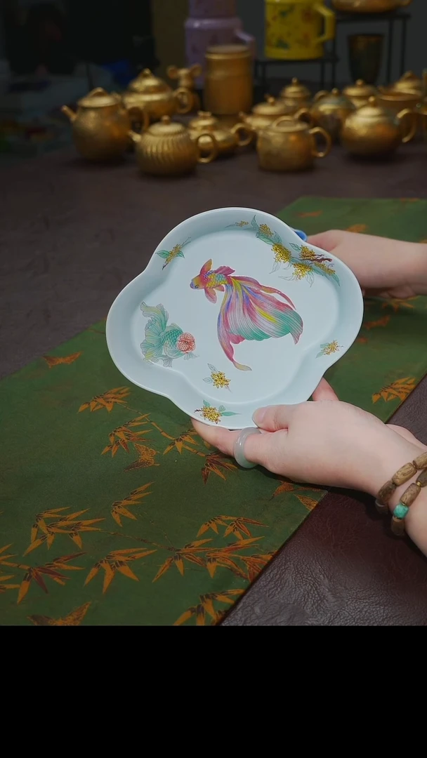 茶杯紫砂【宜景窑天漂鎏金系列】壶承