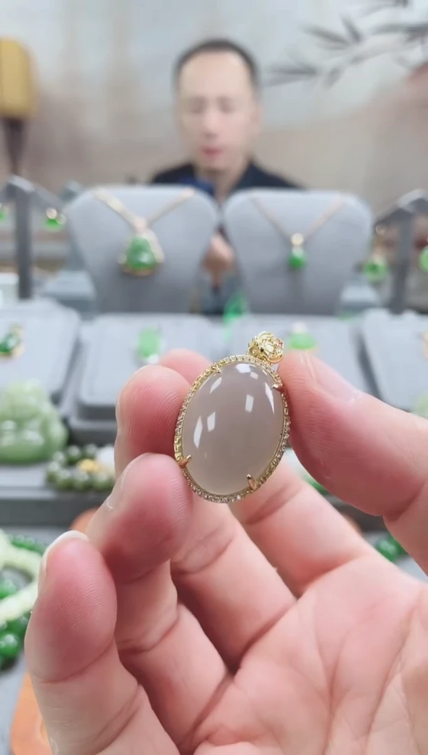 吊坠(不含链)银S925镀金镶嵌和田玉吊坠(不含链) 银S925镀金镶嵌