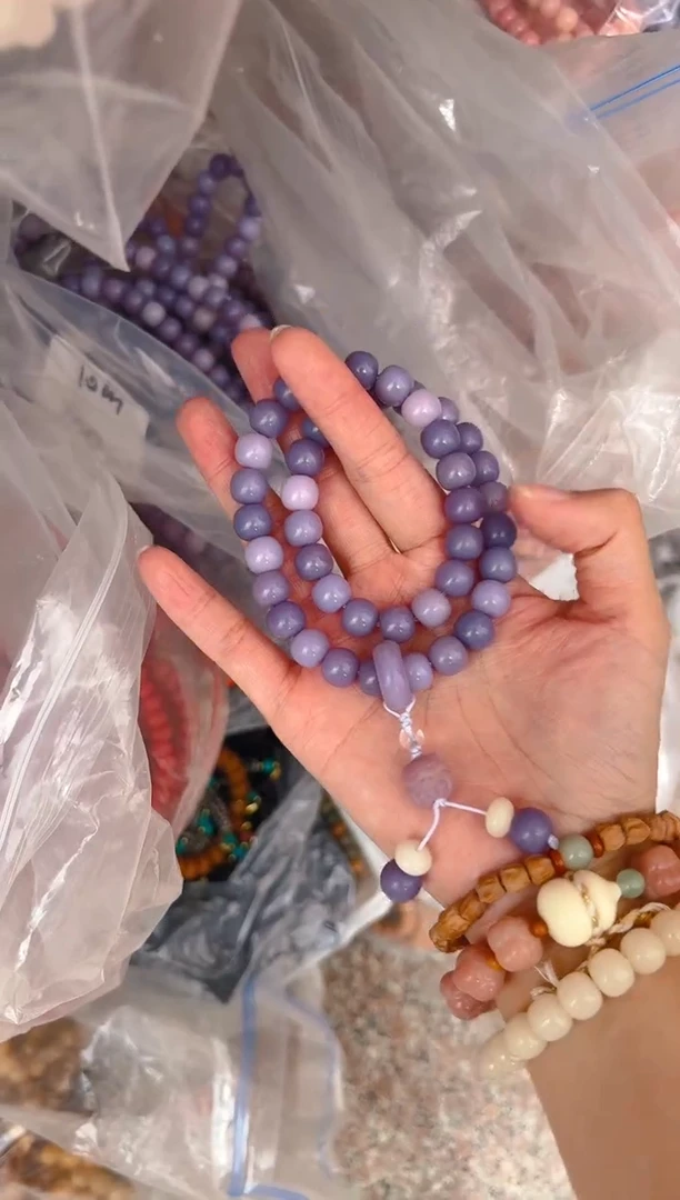 吊坠菩提根/象牙果紫色双圈手串