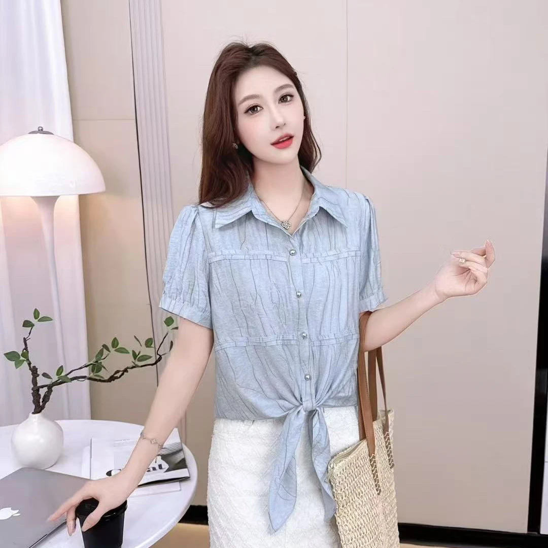 815#【衣长52】新款衬衫时尚气质显瘦收腰设计衬衣长袖上衣