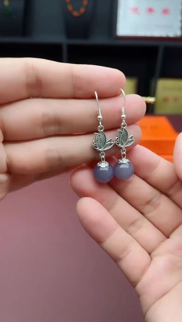 玛瑙/玉髓耳饰银S925镶嵌231000