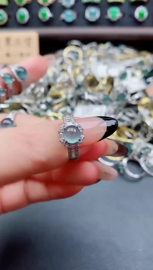 银S925镶嵌戒指翡翠1