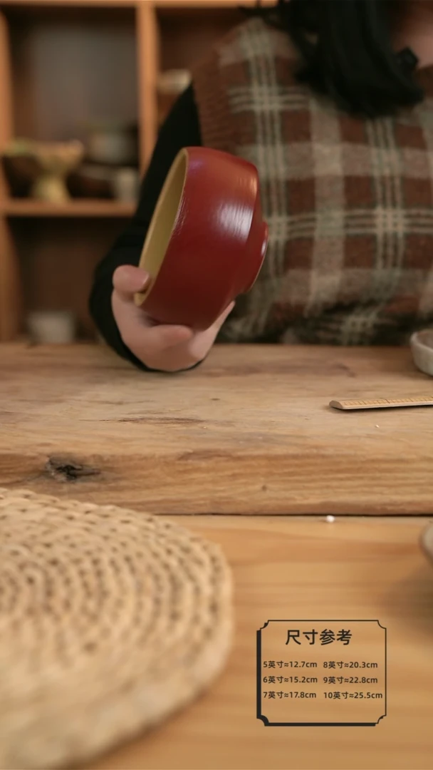 【闪购商品】复古红色的钵钵米饭碗