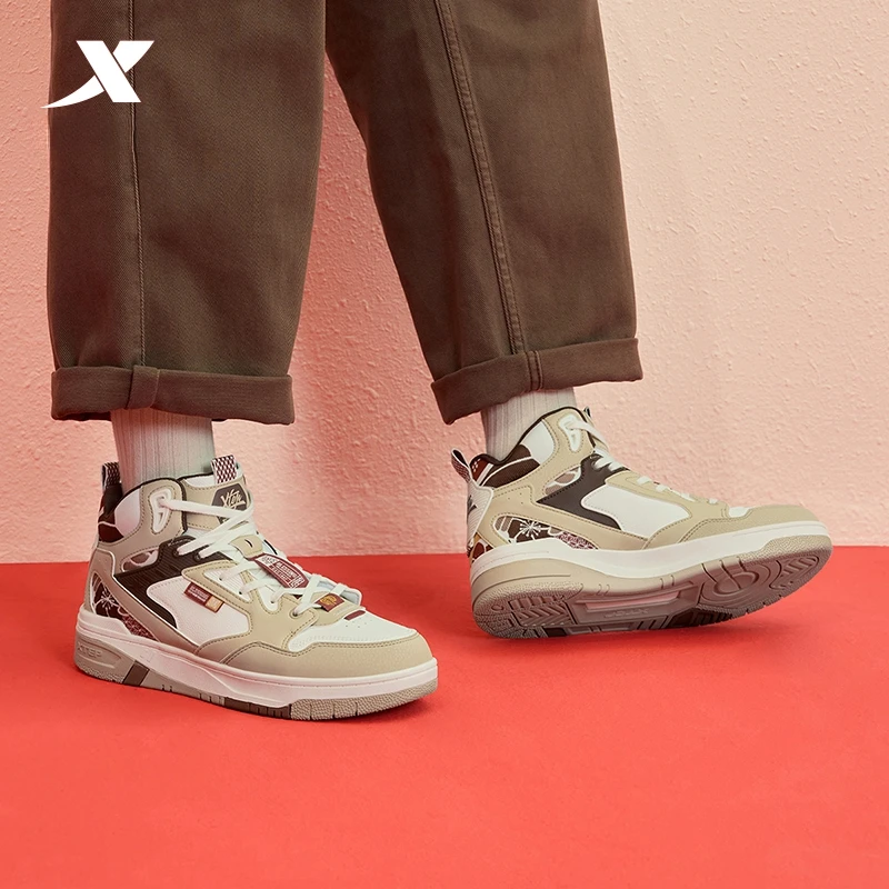 特步休闲鞋25春季男士美式鞋子中帮潮鞋百搭板鞋 975119310043