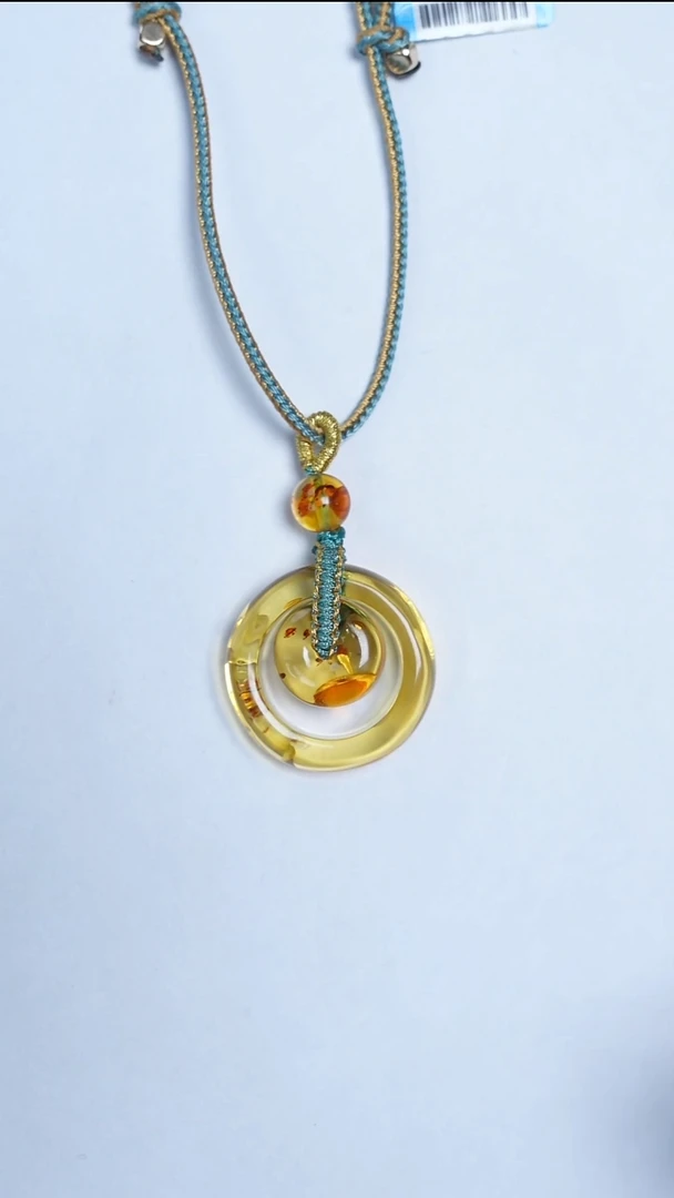 琥珀（花珀）颈饰未镶嵌花珀扣子吊坠