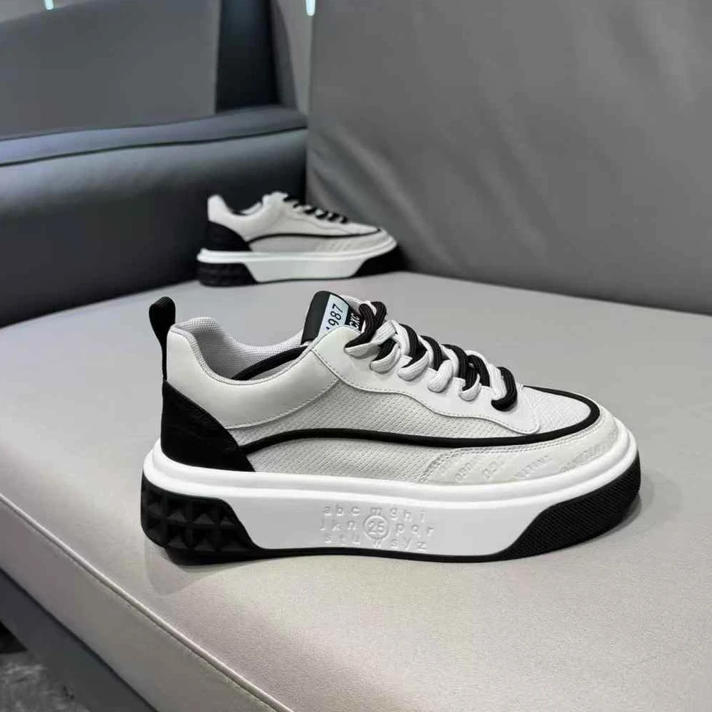 男鞋2025春季新款透气网面男士休闲板鞋潮流时尚韩版系带运动潮鞋