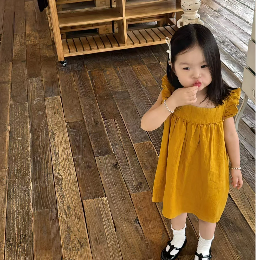 女宝女童连衣裙夏季新款洋气裙子韩版儿童宝宝小飞袖背心裙潮
