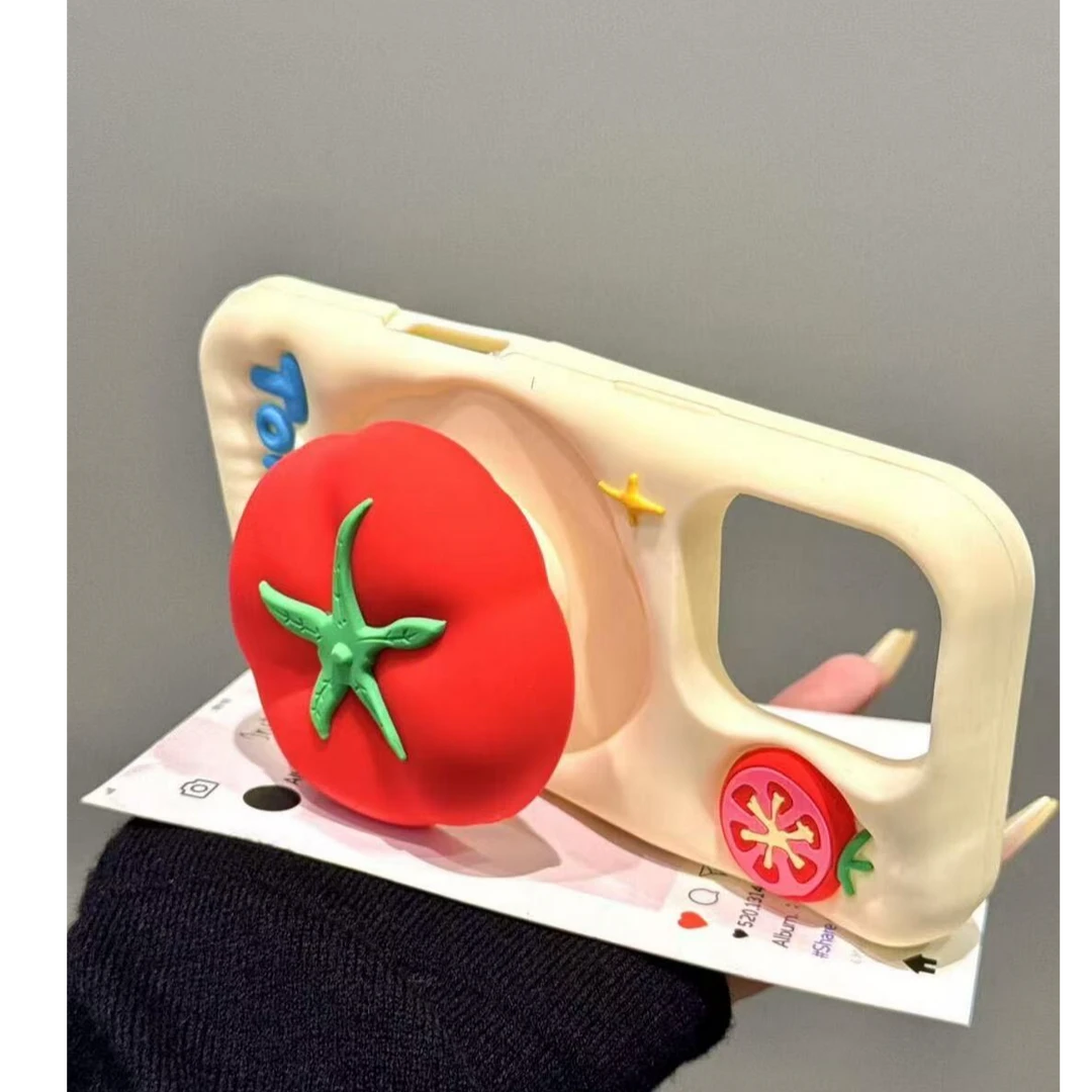 立体番茄支架适用苹果16PRO手机壳iPhone15硅胶14/13/12/11新款xr