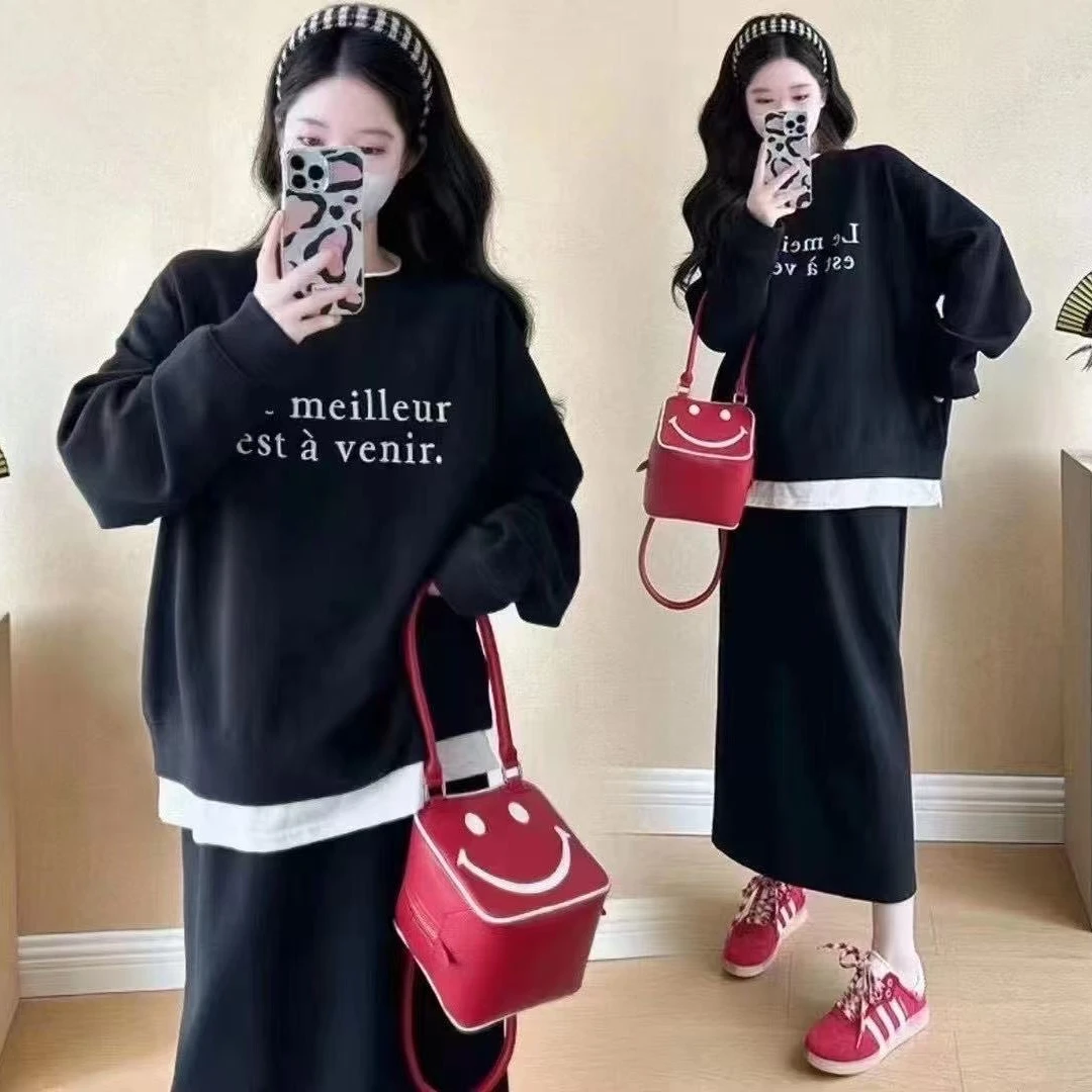 春季新款胖妹妹显瘦休闲两件套裙