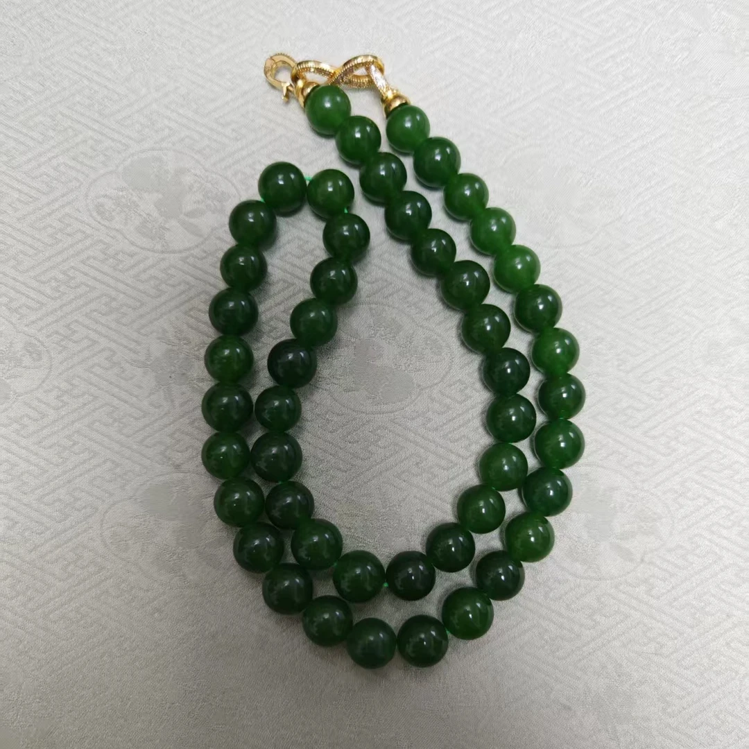 【甄选】高端  正品  天然玉石菠菜绿项链妈妈链卡10