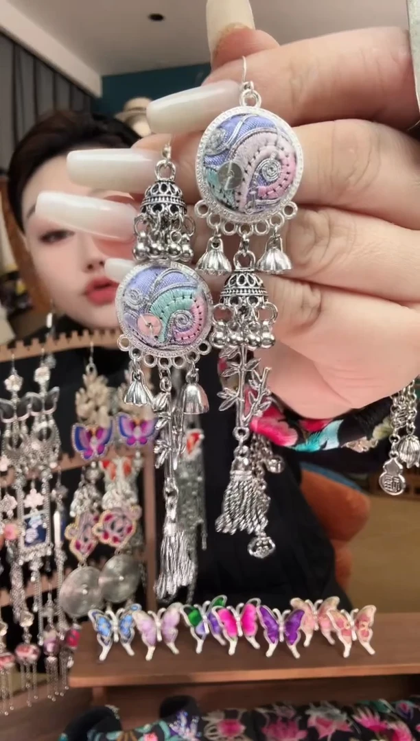 刺绣纯手工民族风刺绣耳环