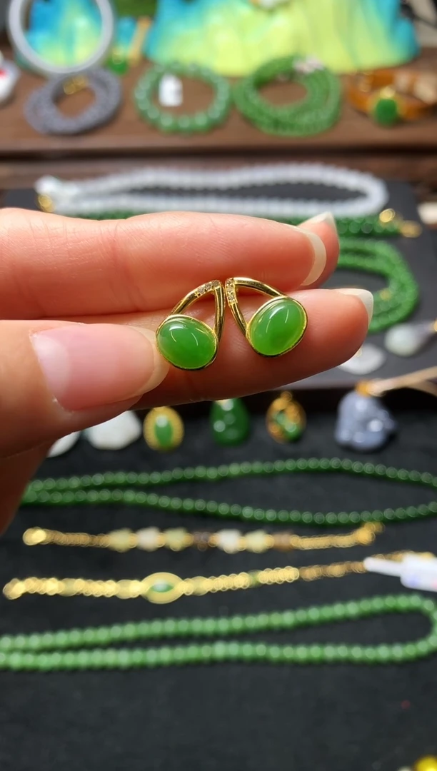 【闪购商品】和田玉耳饰银S925镶嵌耳钉