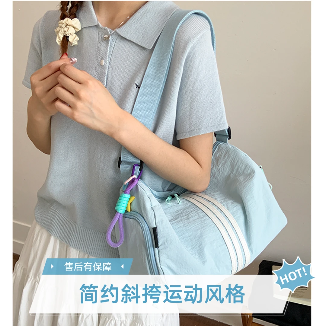 mingdiandian新款百搭旅行斜挎包帆布简约运动单肩包波士顿女包