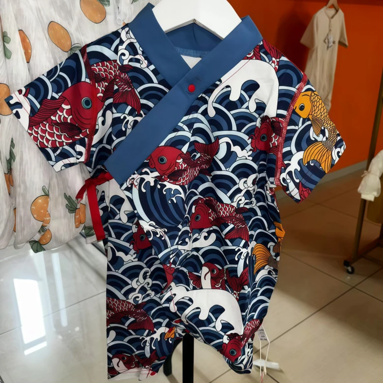 中国风极简风无袖通用女爬服哈衣运动男女童