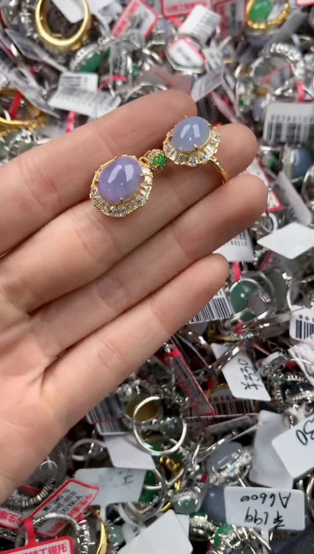 银S925镶嵌戒指翡翠10   10