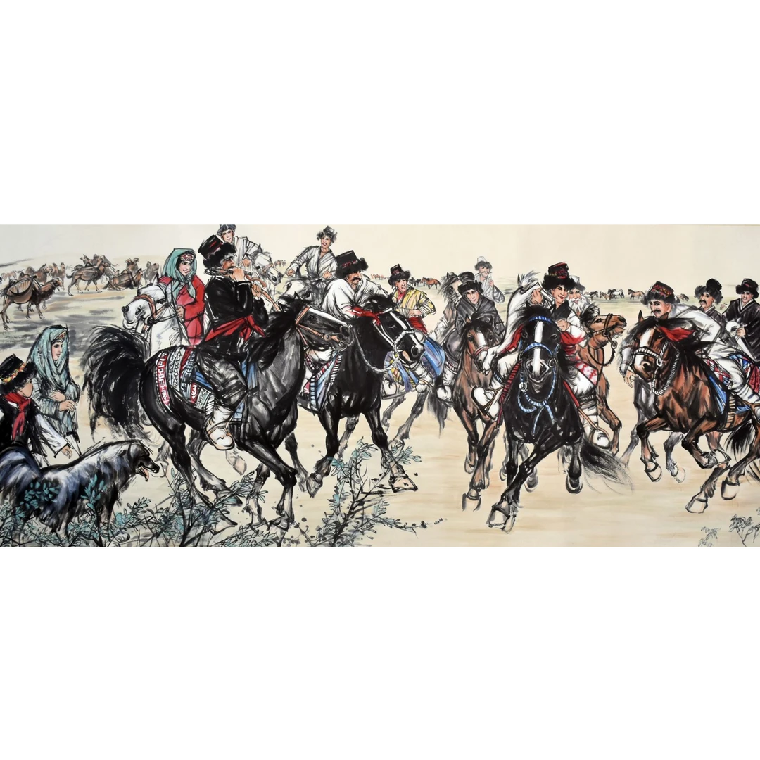 HM10062 草原节日 69×179cm 纸本镜片 11.11平尺