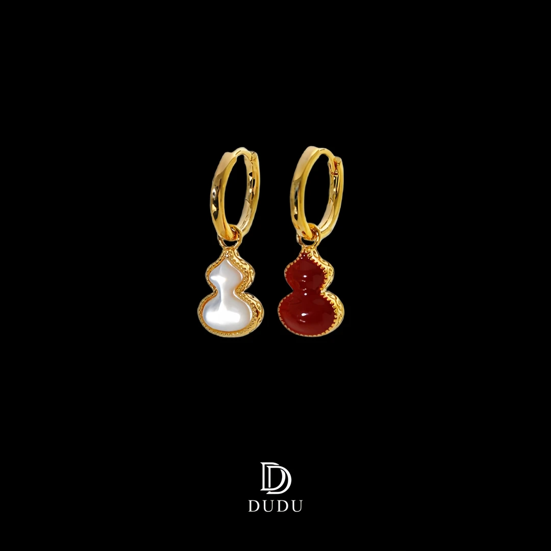 1103镀18K金双面葫芦项链安可拉红滴釉双面可戴