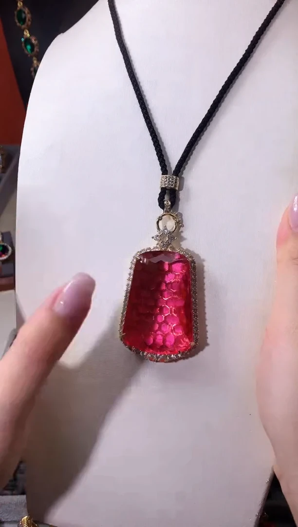 纯铜大理石奢华玫红色 吊坠