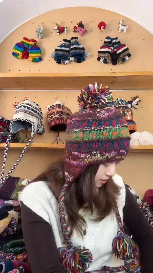 羊毛百分百纯手工帽子护耳帽