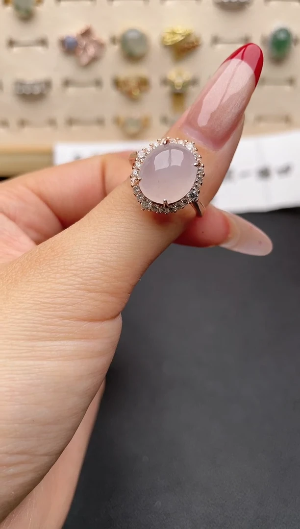 【闪购商品】翡翠戒指银S925镶嵌一物一证一礼盒