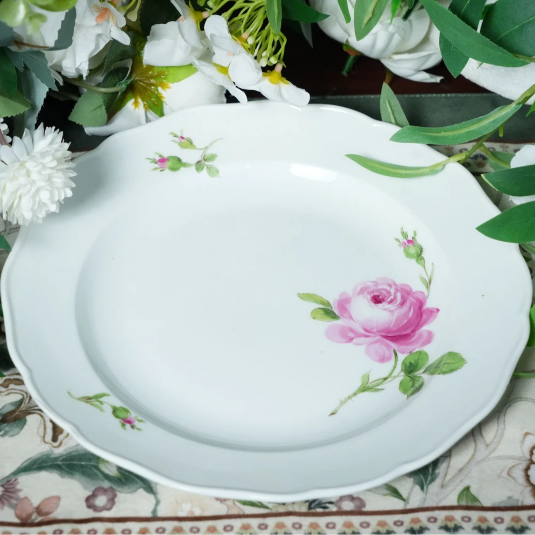 梅森二杠红玫瑰大盘25cm