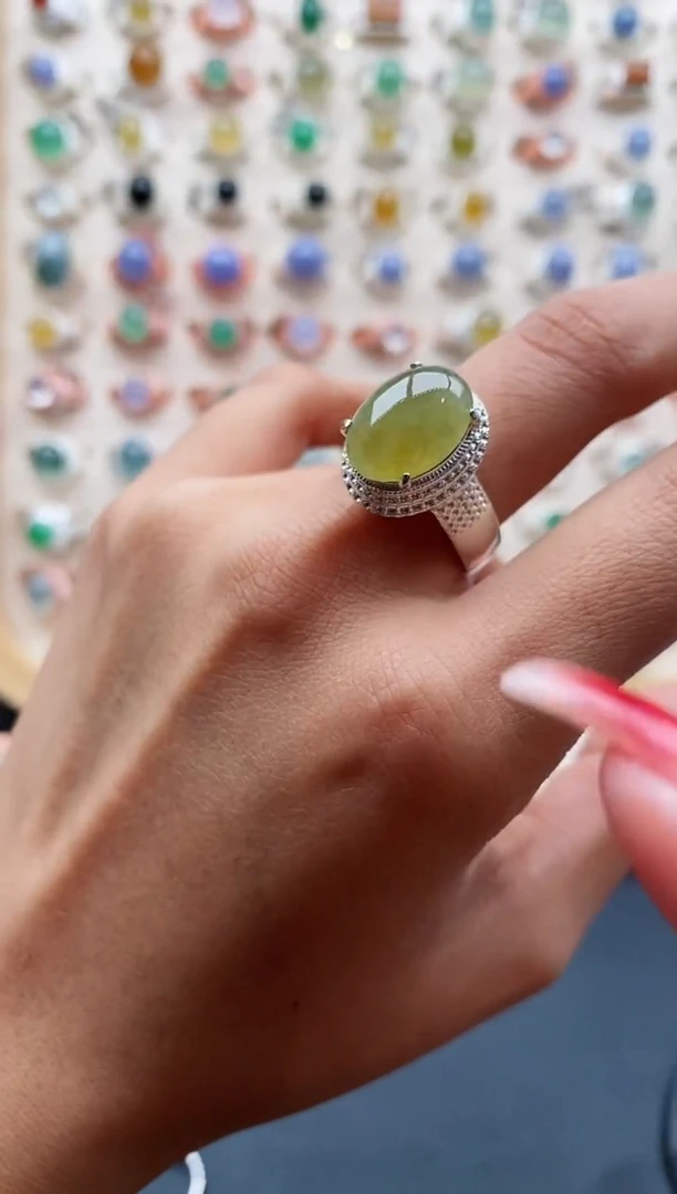 【闪购商品】翡翠戒指未镶嵌缅甸天然A货翡翠444 4+10