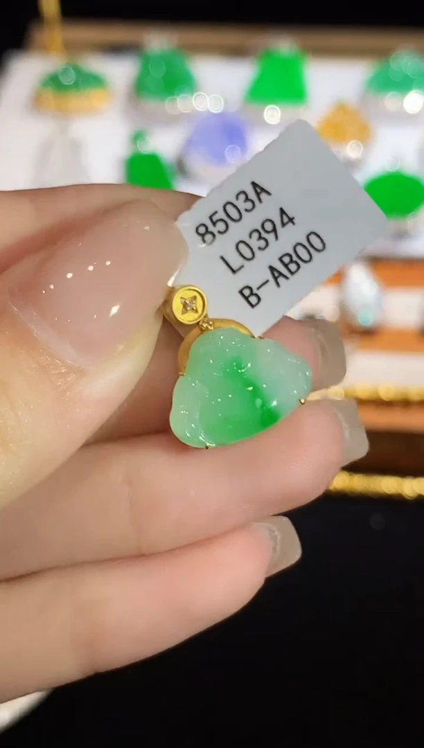 翡翠18K金镶嵌吊坠(不含链)L0394多样性发其一