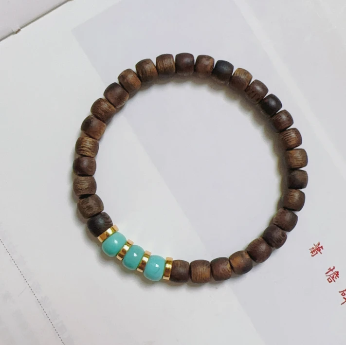 沉香【三生万物】奇楠沉香鼓珠手串L240375