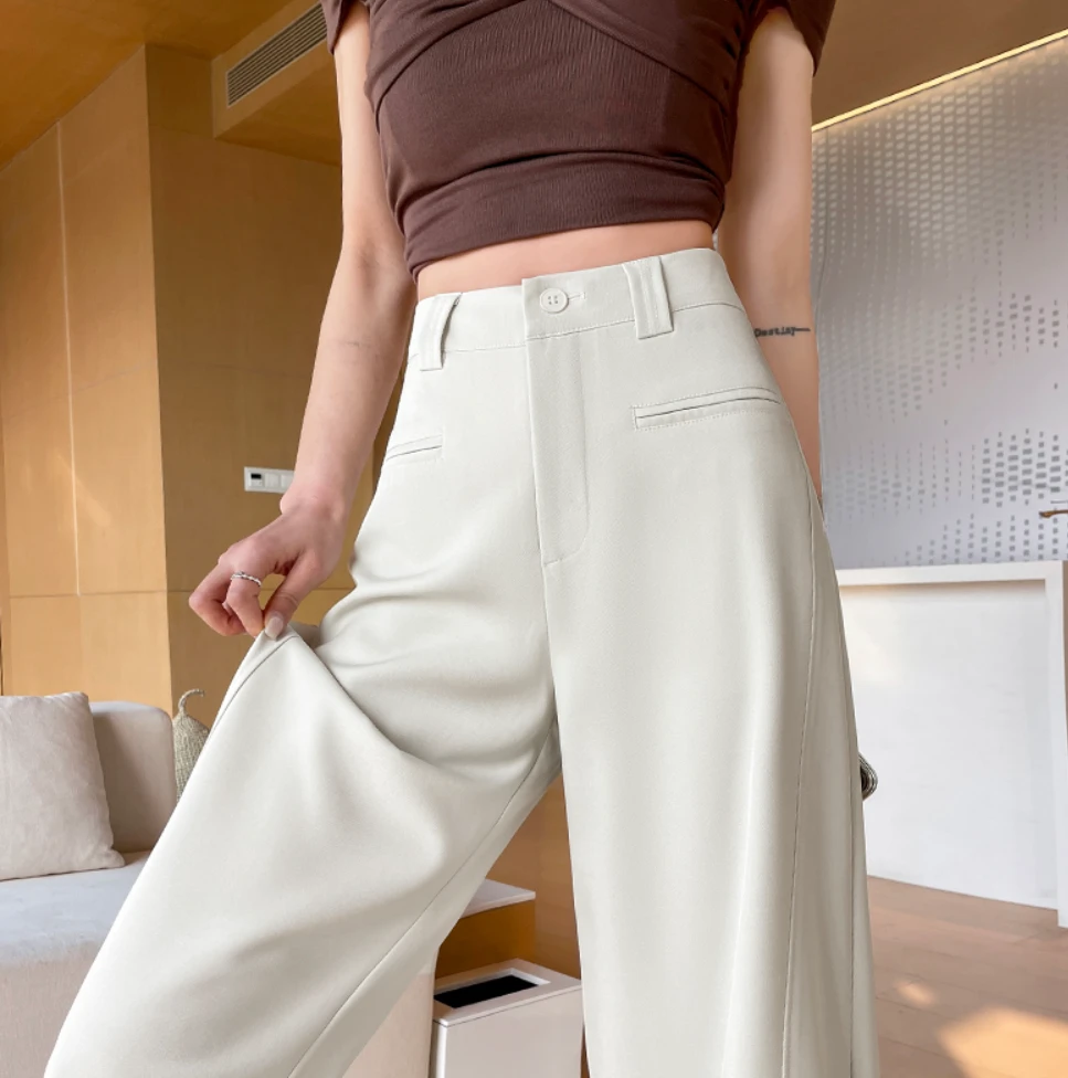 【J】西装窄版阔腿裤2025春季高腰弯刀裤高级感直筒