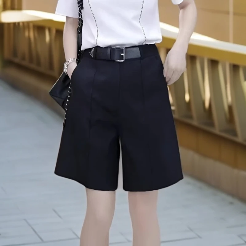 大码休闲高腰西装五分裤2025夏季新款微胖mm梨形身材百搭显瘦裤子