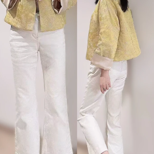 显瘦时尚百搭四面弹微喇九分牛仔裤