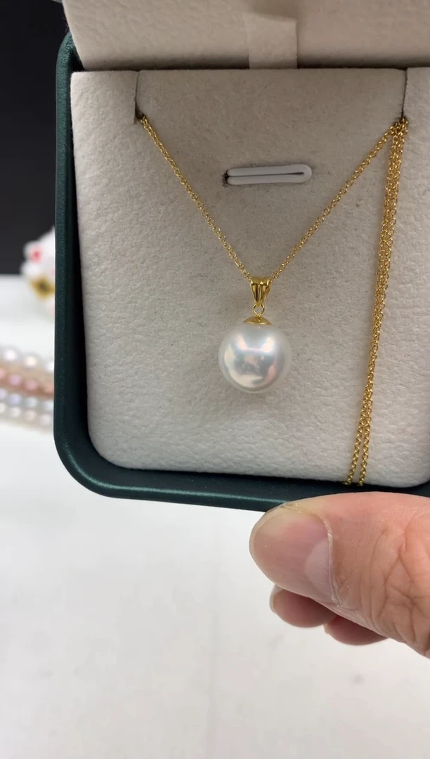 银S925镶嵌ff淡水珍珠白珠吊坠(赠链）d029（11~12mm）