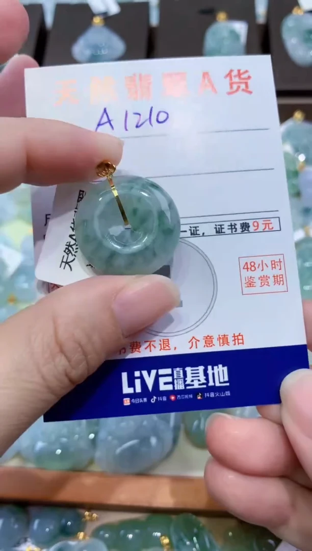 颈饰18K金镶嵌翡翠天然翡翠A货挂件