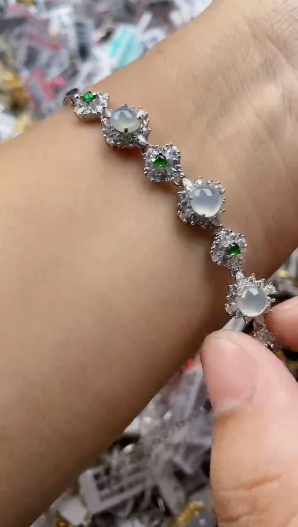 翡翠戒指银S925镶嵌8888     1