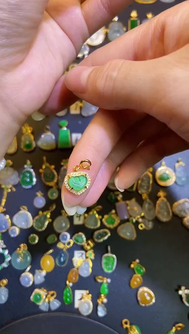 翡翠银S925镶嵌吊坠(不含链)1