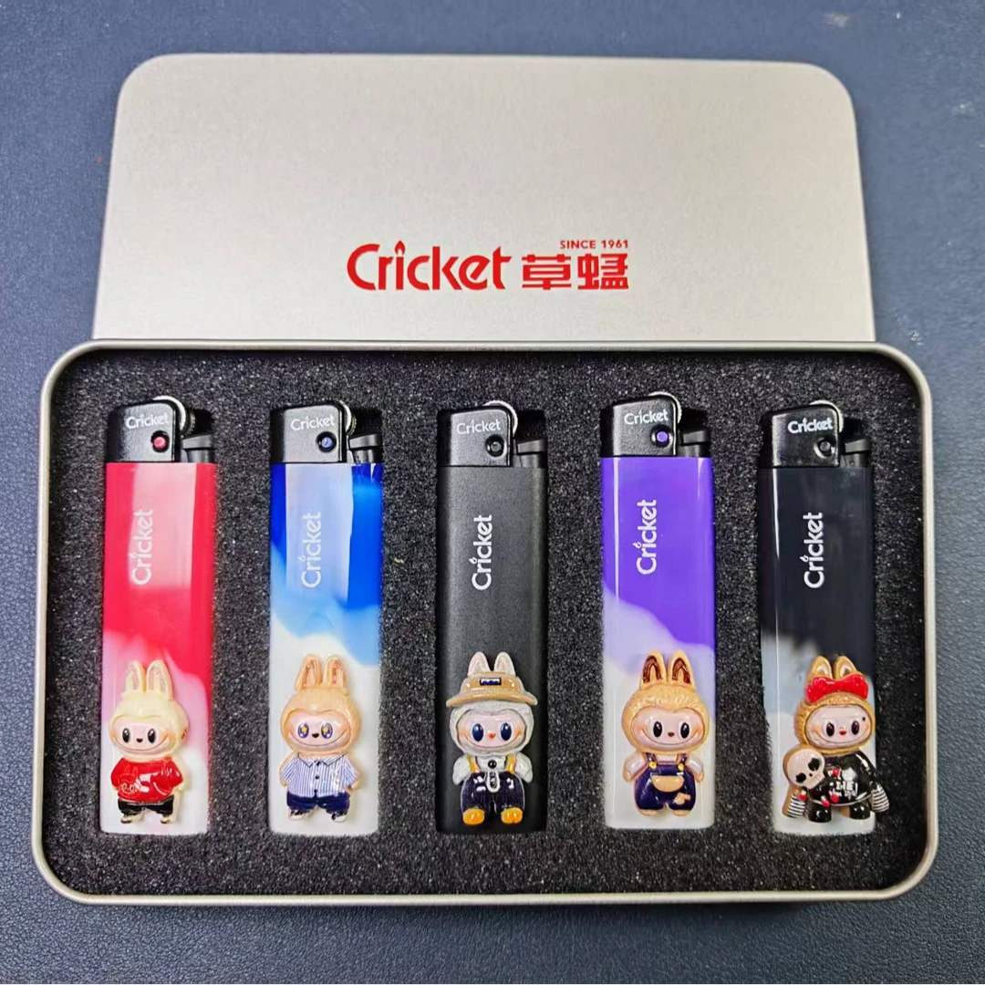 Cricket草蜢一次性砂轮拉布布打火机DIY成品网红卡通男女礼物潮流