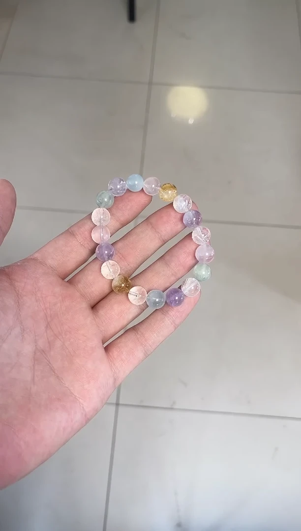 水晶手串未镶嵌T****乐，多巴胺单圈手串-孤品