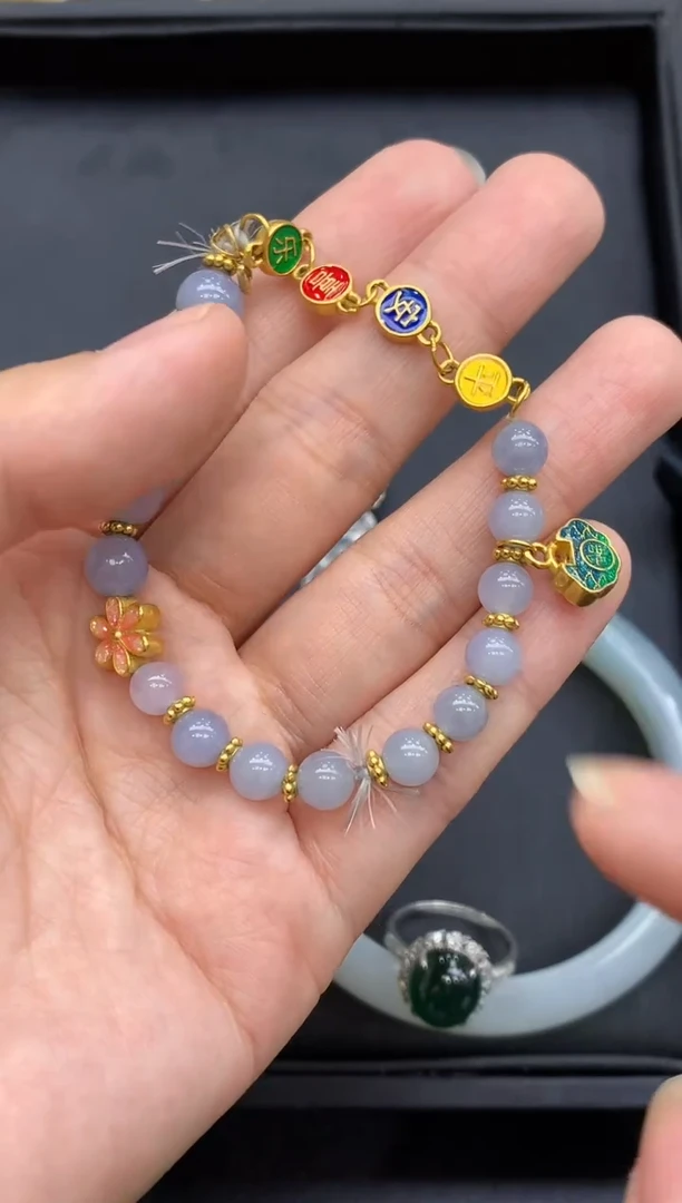 足金镶嵌手链翡翠563-中国好珍宝